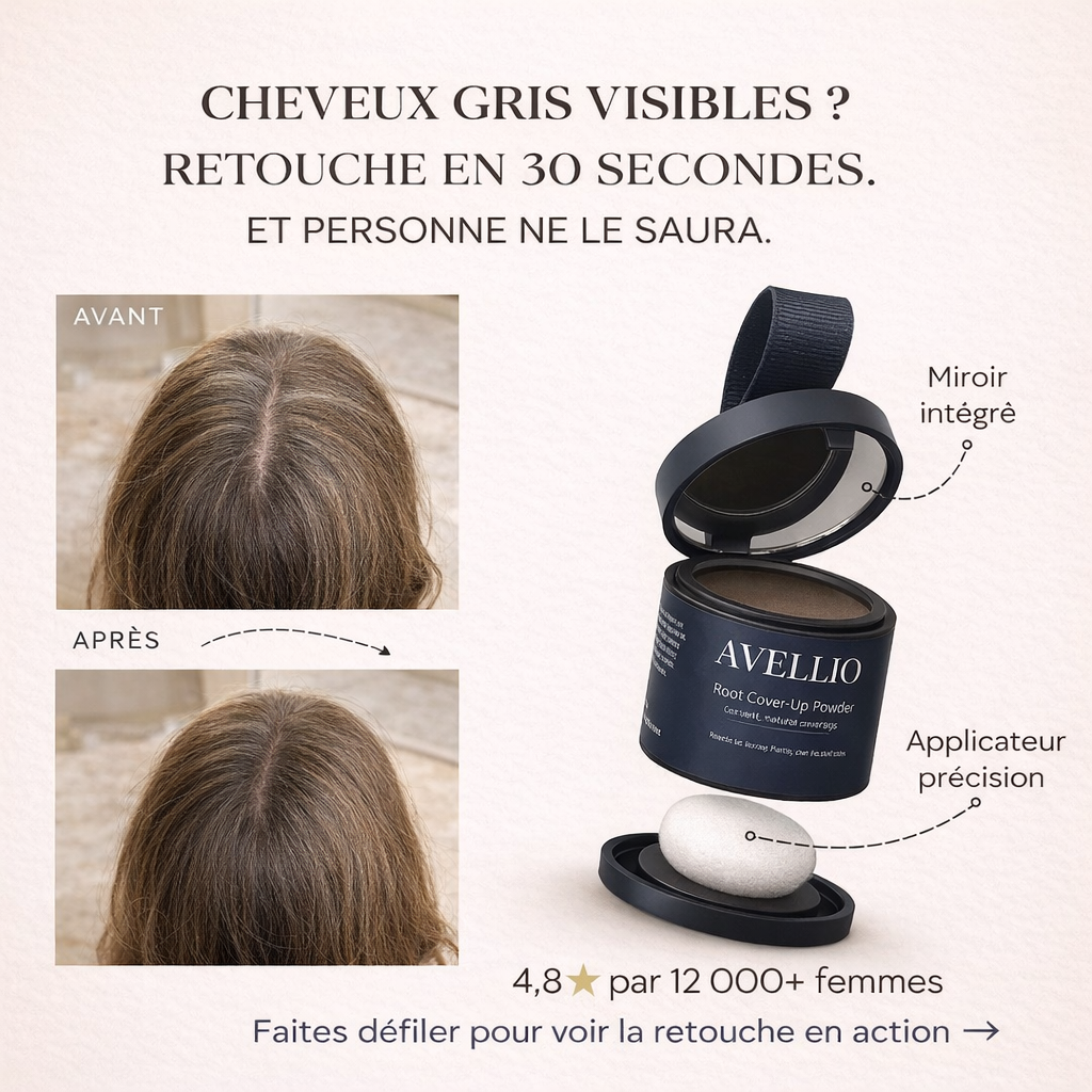 Avellio™ – Couverture Instantanée des Racines & Cheveux Gris